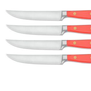 Ensemble de 4 couteaux à steak classiques à manche noir avec lames en acier inoxydable à bord lisse pour la restauration, le service de table et la cuisine à domicile - Product Image 6