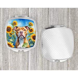Pit Bull Terrier Sunflowers <b>Compact</b> Folding Handheld Makeup <b>Mirror</b> for Women Travel Decorative Pocket <b>Mirror</b> Gift - Product Image 4