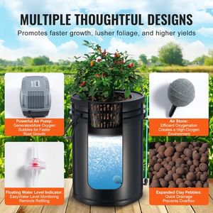 Sistema di coltivazione idroponica con coltura in acque profonde DWC con gocciolamento superiore 4 secchi attrezzatura per l'irrigazione e l'idroponica - Product Image 3