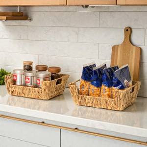 ISLA Paquete de 2 Cestas Rectangulares Abiertas de Jacinto para Almacenamiento en Despensa, Organizadores Tejidos con Asas Recortadas para Estantes del Hogar y Exhibición Minorista OEM - Product Image 2