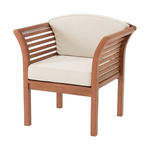 Fauteuil de salon élégant en teck avec coussin crème pour patio - Product Image 2
