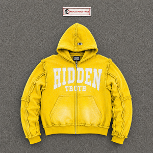 เสื้อฮู้ดซิปสีเหลืองทรงโอเวอร์ไซส์ ดีไซน์ซ่อนเร้น สำหรับผู้ชาย สวมใส่สบาย สไตล์สตรีทแวร์ พรีเมียม แฟชั่นแนวเมือง ฤดูหนาว ผ้าฝ้าย 100% ดีไซน์เนอร์สไตล์ GRA - Product Image 5