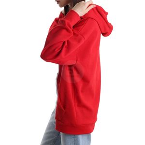 Sweat à capuche 100 % coton rouge pour femme, entièrement zippé, en molleton épais, avec logo personnalisé sur le devant, idéal pour l'hiver, le fitness et la gym, coupe oversize, haute qualité - Product Image 2