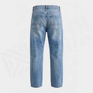 กางเกงยีนส์ทรงตรงผ้าเดนิมทอเนื้อแน่นสำหรับผู้ชาย สีกลาง ล้างแบบ Stonewashed ทรงสลิมฟิต สไตล์ลำลอง ใส่ได้ในฤดูใบไม้ผลิ - Product Image 6