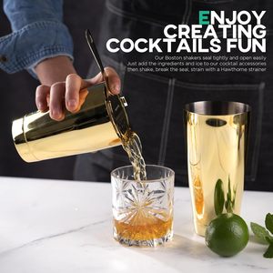 Juego de Coctelera Boston de Acero Inoxidable, 1 Pieza, Herramienta de Barman para Enfriar Bebidas, Cócteles, Mocktails, Mezclador de Jugos con Vaso Mezclador Dorado - Product Image 4