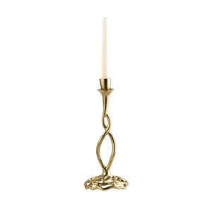 Support de bougie conique minimaliste en laiton, bougeoir de luxe en métal doré texturé pour centres de table de mariage et salles à manger d'hôtels modernes - Product Image 2