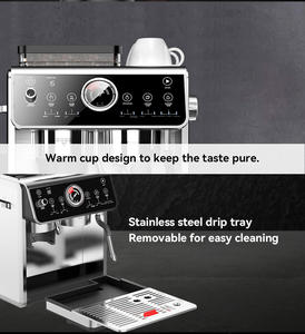 Cafetera Espresso Semiautomática de Acero Inoxidable con Pantalla Táctil, Molinillo de Granos Integrado, 20 Bares, Programable para Hogar y Hotel - Product Image 3