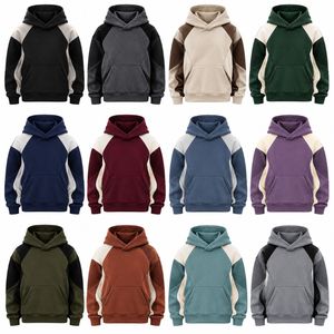 Men's Autumn Hooded Fleece Sweatshirt <b>Raglan</b> Sleeve Regular Fit Pocket Casual Solid Color Breathable Knitted Hoodie 100% Cotton - Product Image 6