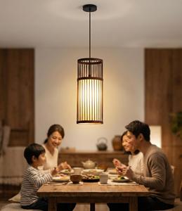 Lámpara Colgante de Bambú Japonesa Wabi Sabi Premium, Lámpara de Techo Minimalista de Madera, Iluminación Zen Japandi para Comedor - Product Image 5