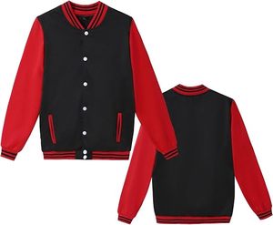 เสื้อแจ็คเก็ตวาร์ซิตี้สีดำแดงสำหรับผู้ชาย ทรงปกติ ปกคอพับ ติดกระดุม แต่งสีตัดกัน สวมใส่สบายๆ ในฤดูใบไม้ร่วง ทำจากวัสดุโพลีเอสเตอร์ - Product Image 2