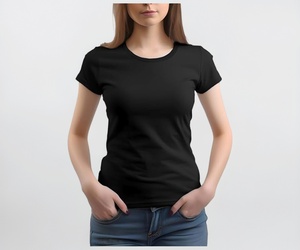 T-shirt en coton pour femme, col rond, élégant, respirant, pour tous les jours, tissu doux, écologique, séchage rapide - Product Image 2