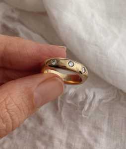 Bagues de mariage en diamant de 5 mm, or massif 14k 18k, diamant rond cultivé en laboratoire, serti en clos, assorties, empilables, solitaires, pour usage quotidien - Product Image 3