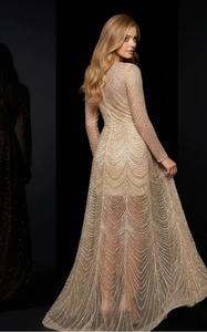 Robe de soirée luxueuse à perles avec dos orné |   Robe de soirée à manches longues brodée de cristaux, approvisionnement direct en gros d'usine - Product Image 4