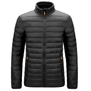 Men's Puffer Jacket with Adjustable <b>Elastic</b> Waist <b>Belt</b> Thick Hooded Quilted Winter Bubble Coat Wholesale Custom Clothing Factory - Product Image 3