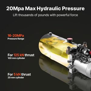 Pompa Idraulica a Doppio Effetto da 8 Qt per Rimorchi Ribaltabili, Pressione Massima 3200 PSI, Flusso 0,91 GPM, DC 12V, Filettatura 1/4" - Product Image 3