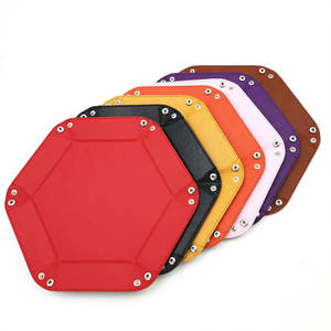 High Quality PU Leather and Velvet <b>Mat</b> Desktop Storage Trays Foldable DND and Other Table Games Rolling Hexagonal Dice Tray - Product Image 2