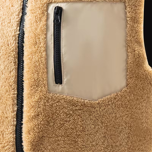 Chaleco de Forro Polar Sherpa con Capucha para Hombre, Cierre Completo, Un Bolsillo, Cortavientos, Informal, Ropa de Invierno, Sin Mangas, Largo Regular - Product Image 5