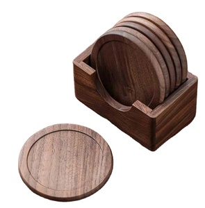 Walnut Wooden <b>Coaster</b> Tea & Coffee Cup <b>Glass</b> Serving <b>Coasters</b> Round Shape for Home & Hotels Dining Table Decoration - Product Image 1