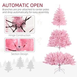 Albero di Natale Artificiale Rosa con Base in Acciaio ad Apertura Automatica, Forma Larga - Product Image 4