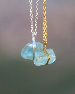 Natural Raw Aquamarine Pendant <b>Necklace</b> Blue Crystal Gemstone Handmade Silver Jewelry Healing Stone <b>Boho</b> Women Gift - Product Image 5