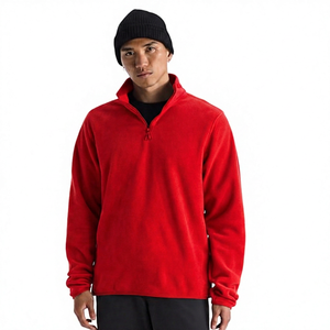 Men's Solid Color Quarter <b>Zip</b> Fleece Pullover Regular Fit Breathable Winter Casual <b>Top</b> Blue - Product Image 4