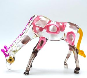 New Handmade High Borosilicate Glass Murano Giraffe 3D Stacked Folk Art Ornaments India Tiny World Easter Rajasthan - Product Image 1