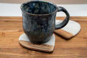 Natural Marble And Acacia Wood Coaster Set Handmade <b>Table</b> <b>Protection</b> Accessories for Coffee Mug Glass Cups - Product Image 1