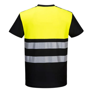 T-shirt de sécurité haute visibilité vert lime avec bandes réfléchissantes classe 2 pour utilisation jour et nuit - Product Image 2