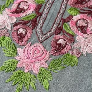 Faux cols élégants gris acier avec broderie paisley rose, légers, pour femmes, toutes saisons - Product Image 6