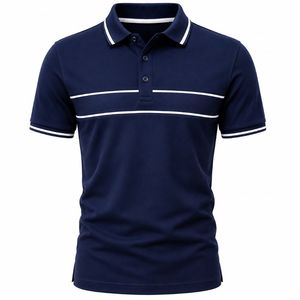 Chemise à manches courtes blanche pour homme en tissu jersey polyester/coton 220g respirant décontracté - Product Image 4