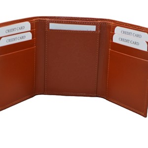 Men's Genuine Leather <b>Trifold</b> <b>Wallet</b> Minimalist Design Multi-Card Holder Short Fold Closure Brown Color - Product Image 1