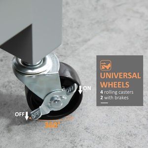 Carrello da Cucina Compatto dal Design Moderno, Regolabile, Grigio, con Ruote, Impermeabile, in Legno di Quercia e Marmo - Product Image 5