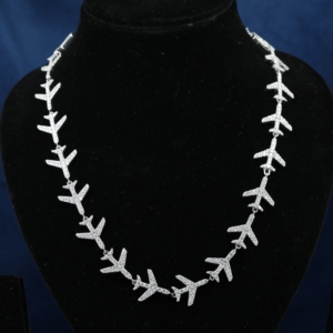 Iced 1.5mm Brilliant Cut Moissanite Tennis Chain Necklace Cross Design 925 Sterling Silver for Certified Gift Option Trendy - Product Image 1