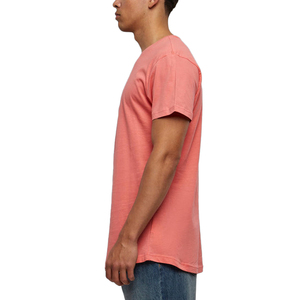 Custom Men Coral Pink Longline T <b>Shirt</b> Premium Cotton Crew Neck Short Sleeve Plain <b>Extended</b> Length Tee - Product Image 3