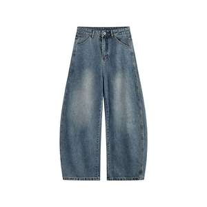 กางเกงยีนส์ทรงตรงผ้าฝ้าย 100% น้ำหนักเบา สีเหลืองโคลน สไตล์วินเทจ แต่งหมุดปักลาย สำหรับผู้ชาย แบรนด์ High Street Custom เป็นมิตรต่อสิ่งแวดล้อม - Product Image 2