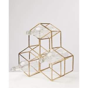 Moderno Estante para Vino de Metal Dorado, Soporte Independiente para 10 Botellas, Exhibidor Geométrico de Vino para Mesa, Almacenamiento de Vino para Encimera - Product Image 5