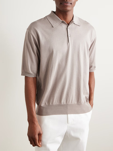 Camiseta de Manga Corta para Hombre, 100% Algodón, Secado Rápido, Color Gris Taupe, Puños Acanalados, Cuello Abierto, Casual, Personalizable, Venta al Por Mayor - Product Image 1