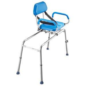Sedia da doccia scorrevole portatile da 330 libbre con sedile girevole, panca imbottita per il trasferimento in vasca, braccioli orientabili e schienale per vasca da bagno - Product Image 1