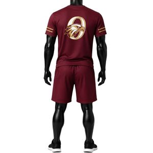 Ensemble de vêtements de sport pour hommes, couleur bordeaux, en polyester, maillot et short de hockey, uniforme d'équipe, vêtements d'entraînement athlétique, tenue de match - Product Image 2