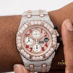 Hip Hop Watch Diamond Export Quality Silver Moissanite Brilliant Cut VS1 <b>Automatic</b> Mechanical Iced Watch 20mm 41mm Stainless - Product Image 3