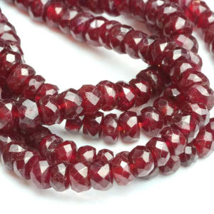 ลูกปัดทับทิมสีแดงทรงรอนเดลเหลี่ยมเพชรพลอย ขนาด 3.5 มม. 4 มม. สำหรับทำเครื่องประดับ สร้อยข้อมือ สร้อยคอ อัญมณี - Product Image 1