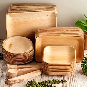 Eco Friendly Areca Palm Leaf <b>Plates</b> with Food Grade Compostable Tableware for Restaurants Hotels Cafes and Outdoor Dining Use - Product Image 4