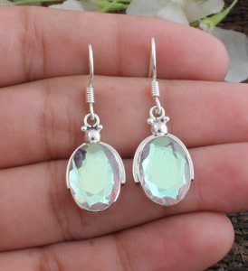 Pendientes de Topacio Místico, Plata de Ley 925, Pendientes de Gota con Fuego Arcoíris, Joyería de Piedras Preciosas Genuinas, Fabricante Mayorista - Product Image 4