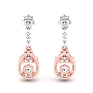 Pendientes Largos de Oro Sólido de 10k, 14k y 18k con Diamantes Cultivados en Laboratorio de Corte Redondo de Diseño, para Regalo, Fiestas, Aniversarios y Uso Diario - Product Image 4