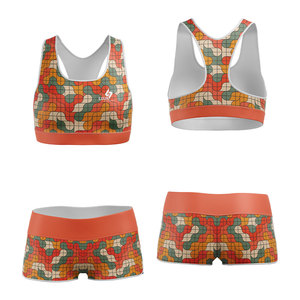 Conjunto Deportivo Personalizado para Mujer, Sublimado, Sujetador Deportivo y Pantalones Cortos, Ligero, de Secado Rápido, para Yoga, Ejercicio, Ropa Deportiva al por Mayor - Product Image 1