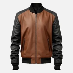 Nouvelle Arrivée 2026 – Blouson Unisexe en Cuir Véritable pour Homme, Design Color Block, Col Montant, Respirant et Coupe-Vent, Qualité Supérieure, Personnalisable pour l'Hiver - Product Image 1