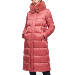 Abrigo largo acolchado de invierno para mujer con cuello de piel, grueso y cálido, de moda - Product Image 6