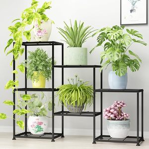 Support de plantes en fer à plusieurs niveaux, fabriqué par un fabricant OEM, avec une disposition spacieuse, adapté à l'organisation efficace des plantes dans les petits espaces. - Product Image 1