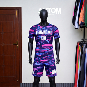 ชุดเสื้อฟุตบอลชาย พิมพ์ลายด้วยความร้อน ระบายอากาศได้ดี ผ้าฝ้าย 100% เสื้อฟุตบอลแบบกำหนดเอง ชุดทีมกีฬา - Product Image 2