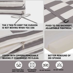 Set di 2 Cuscini per Sdraio da Esterno Grigio/Bianco, Cuscini di Ricambio per Mobili da Giardino, Eleganti Cuscini per Chaise Longue - Product Image 4